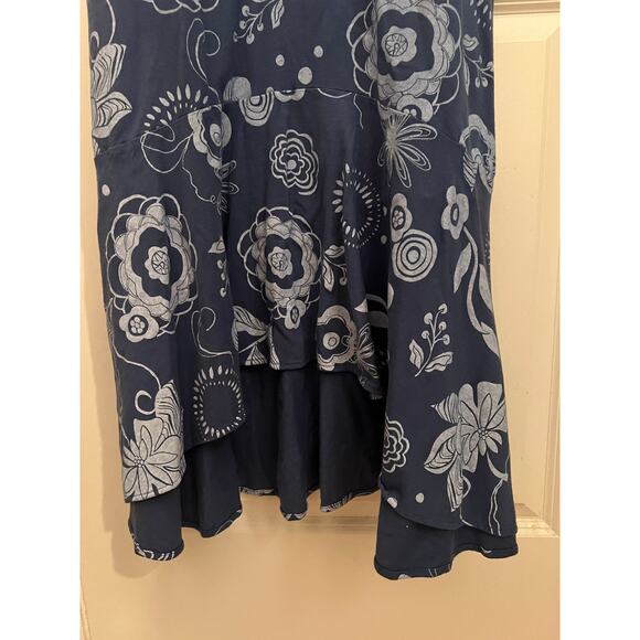Fresh Produce Vintage 100% Cotton Floral Sleeveless Boho Chic Flowy M Blue Dress - Picture 6 of 7